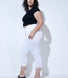 Curve Crop Stretch Trousers - White