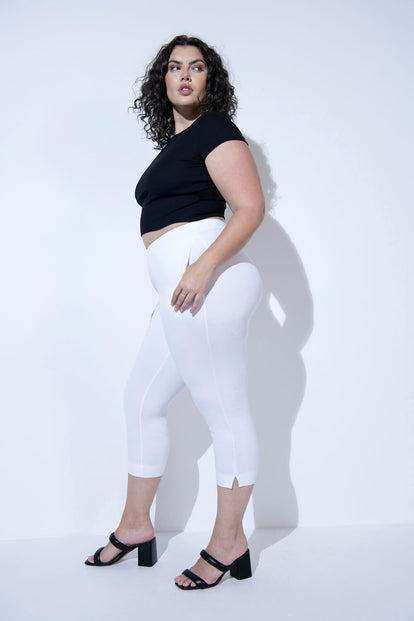 Curve Crop Stretch Trousers - White