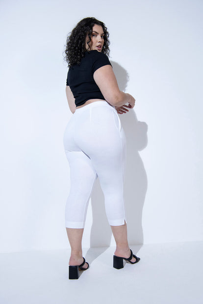 Curve Crop Stretch Trousers - White