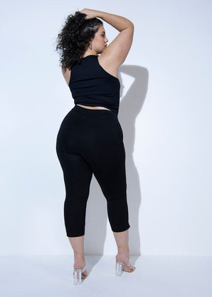 Curve Crop Stretch Trousers - Black