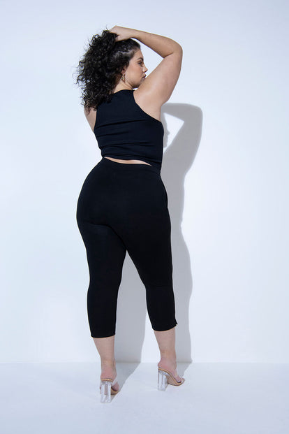 Curve Crop Stretch Trousers - Black