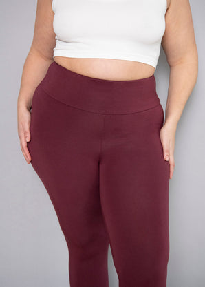Curve Cropped Lightweight Leggings - Burgundy