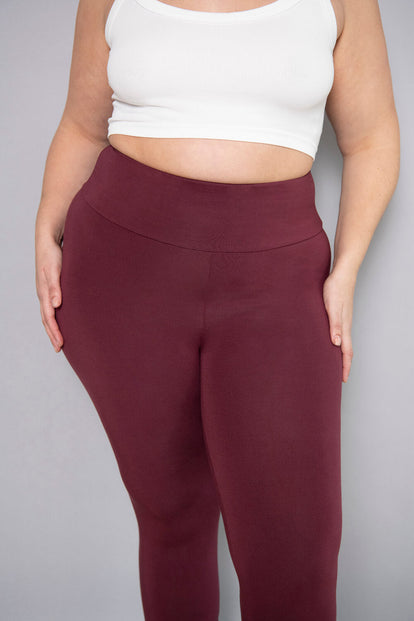 Curve Cropped Lightweight Leggings - Burgundy