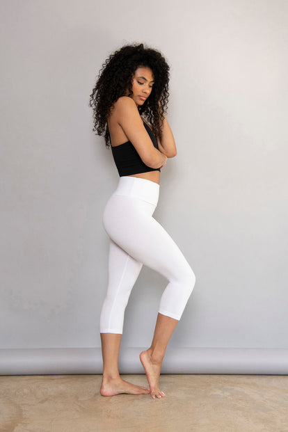 Cropped Lightweight Leggings - White