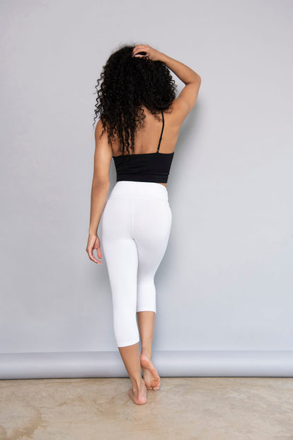 Cropped Lightweight Leggings - White