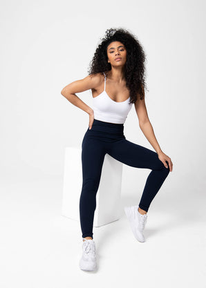 Everyday High Waisted Leggings - Navy Blue