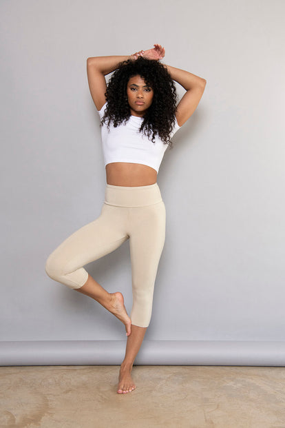 Cropped Lightweight Leggings - Natural Beige