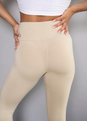 Curve Cropped Lightweight Leggings - Beige