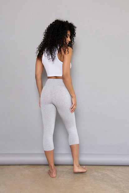 Cropped Lightweight Leggings - Light Grey