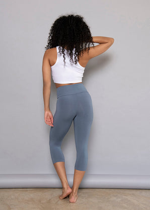 Cropped Lightweight Leggings - Steel Blue