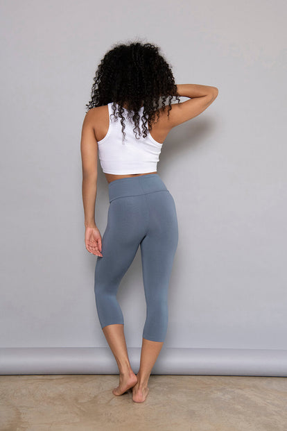 Cropped Lightweight Leggings - Steel Blue