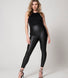 Leather Look High Waisted Leggings - Black