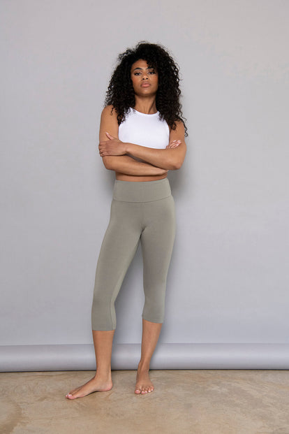 Cropped Lightweight Leggings - Sage Green