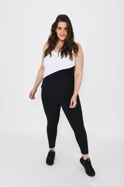 Curve Focus 7/8 High Waisted Sports Leggings - Midnight Black