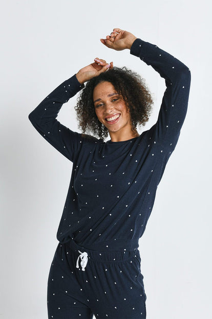 Super Soft Pyjama Set - Navy Hearts