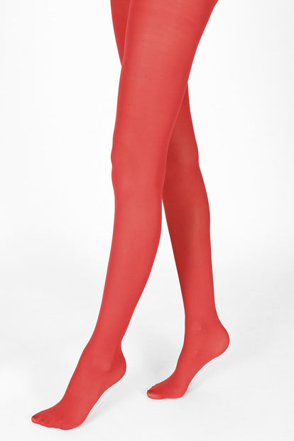 40 Denier Tights - Poppy Red