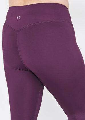 Curve Focus Cropped High Waisted Sports Leggings - Mulberry Plum