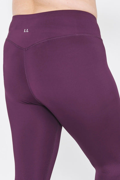 Curve Focus Cropped High Waisted Sports Leggings - Mulberry Plum