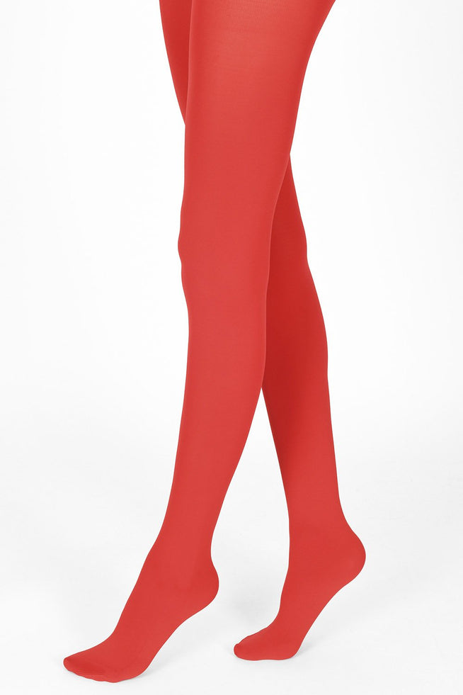 100 Denier Tights - Poppy Red