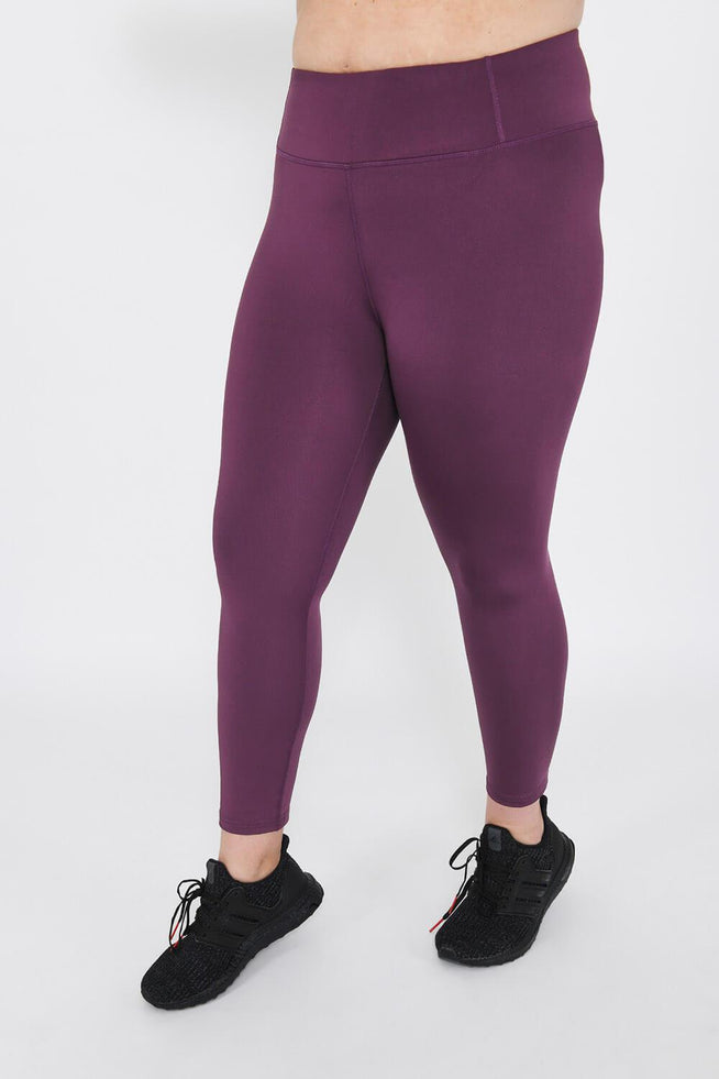 Curve Focus 7/8 High Waisted Sports Leggings - Mulberry Plum