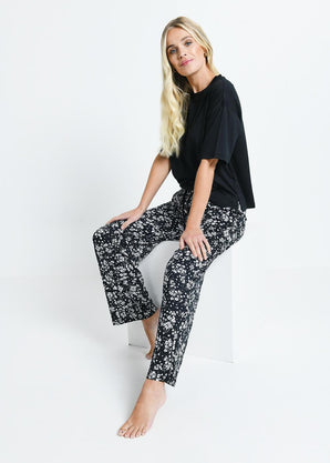 Soft Touch Pyjama Set - Black Floral