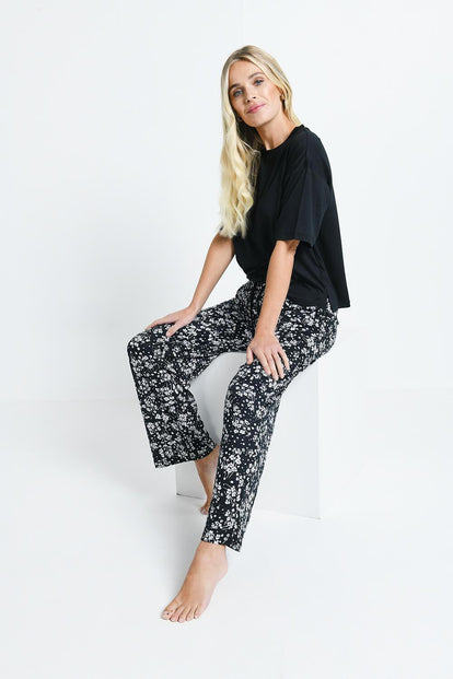 Soft Touch Pyjama Set - Black Floral