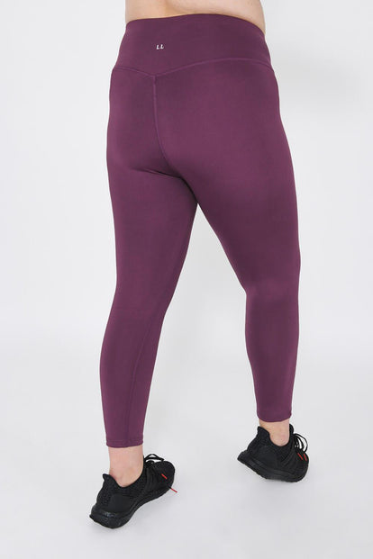 Curve Focus 7/8 High Waisted Sports Leggings - Mulberry Plum