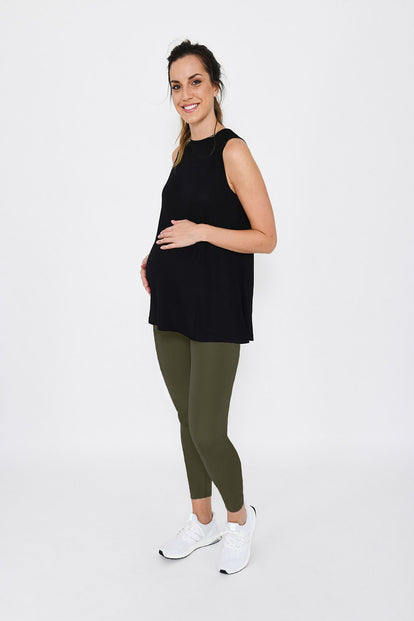 Maternity Focus 7/8 Sports Leggings - Olive Green