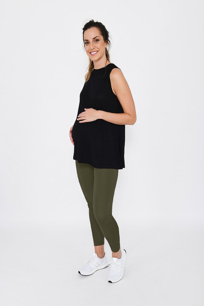 Maternity Focus 7/8 Sports Leggings - Olive Green