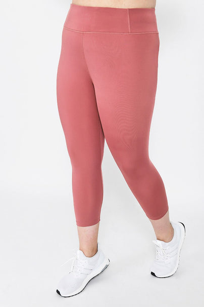 Curve Focus Cropped High Waisted Sports Leggings - Dusty Pink