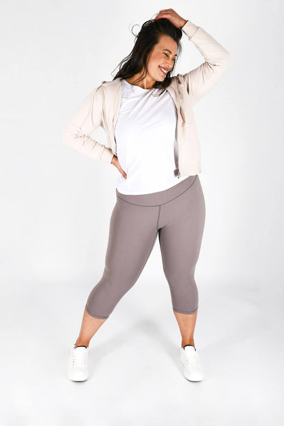 Curve Revitalise Cropped High Waisted Leggings - Mauve