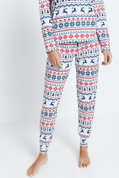 Soft Touch Pyjama Set - White Christmas Print