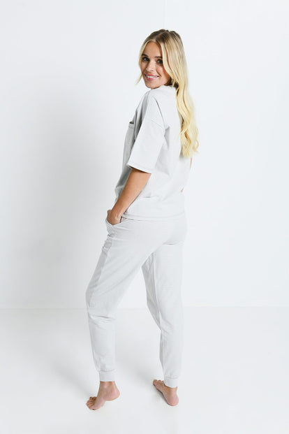 Brushed Cotton Pyjama Set - Light Grey