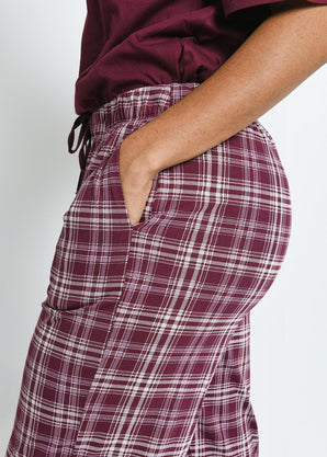 Pure Cotton Pyjama Set - Burgundy Check