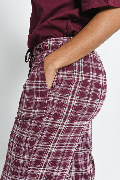 Pure Cotton Pyjama Set - Burgundy Check