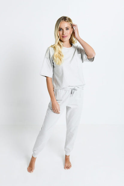 Brushed Cotton Pyjama Set - Light Grey