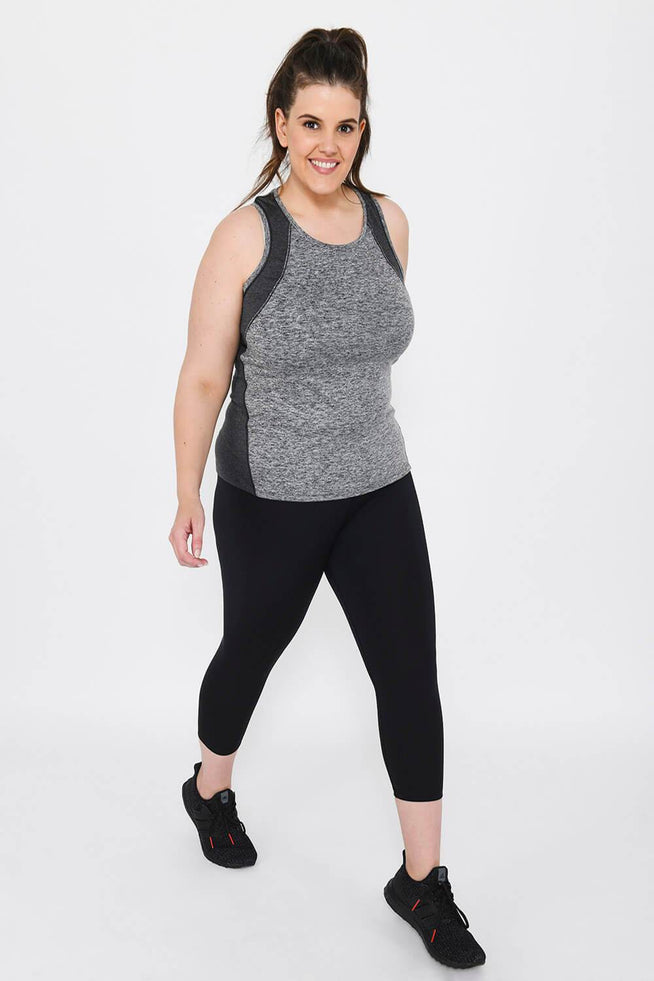 Curve Focus Cropped High Waisted Sports Leggings - Midnight Black