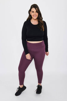 Curve Focus 7/8 High Waisted Sports Leggings - Mulberry Plum