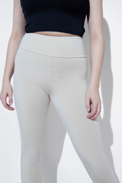 Lightweight Everyday High Waisted Leggings - Natural Beige