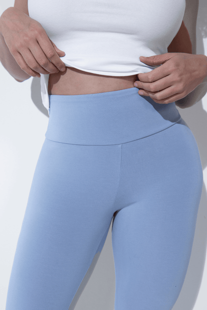 Lightweight Everyday High Waisted Leggings - Powder Blue