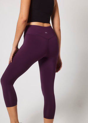 Focus Cropped High Waisted Sports Leggings - Mulberry Plum