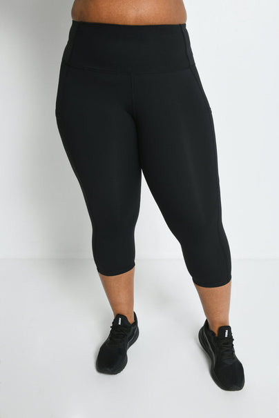 Curve Energise Cropped Sports Leggings - Midnight Black