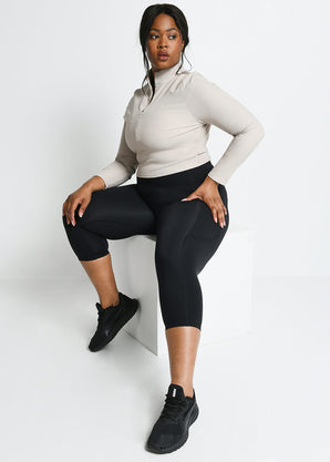 Curve Energise Cropped Sports Leggings - Midnight Black