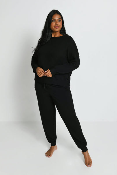 Curve Luxe Lounge Sweatshirt - Black