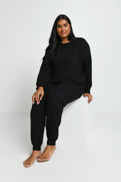 Curve Luxe Lounge Sweatshirt - Black