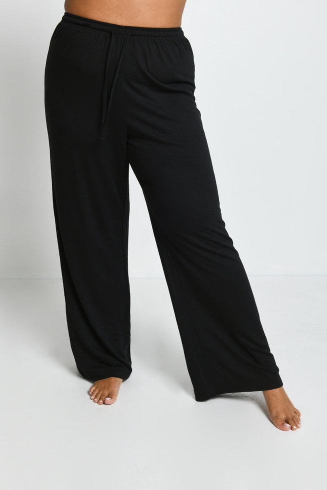 Curve Soft Touch Wide Leg Lounge Set - Black