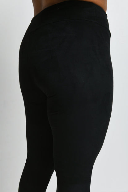 Curve Suede Look Leggings - Black