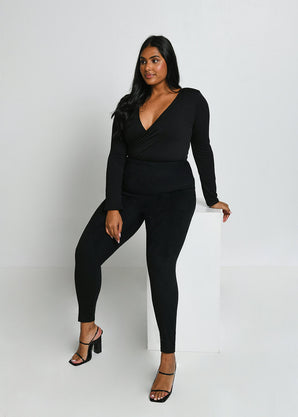 Curve Suede Look Leggings - Black