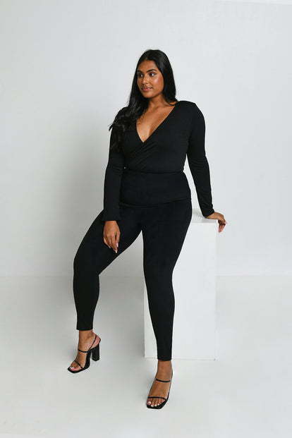 Curve Suede Look Leggings - Black