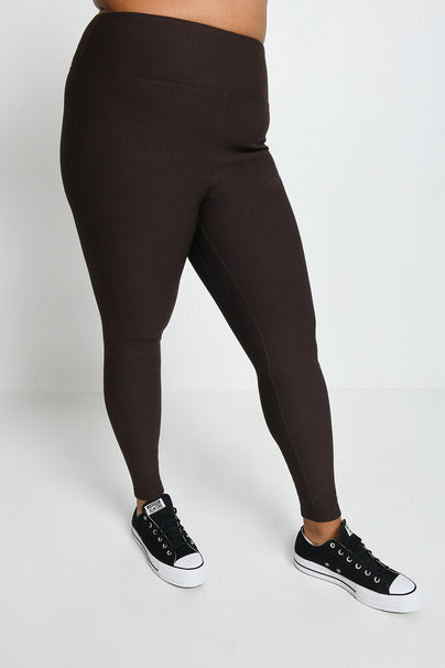 Curve Winter Everyday High Waisted Leggings - Espresso Brown